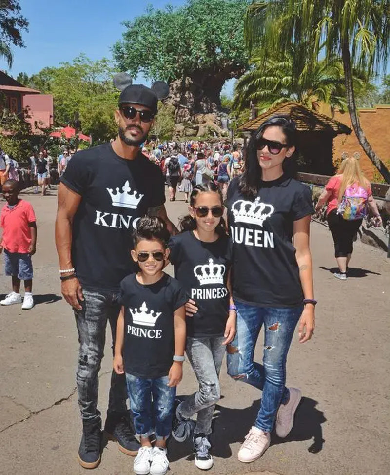 2024 NEW Funny KING QUEEN Letter Printed Black Tshirts  Summer Casual Cotton Short Sleeve Tees Tops Brand Loose Couple Tops