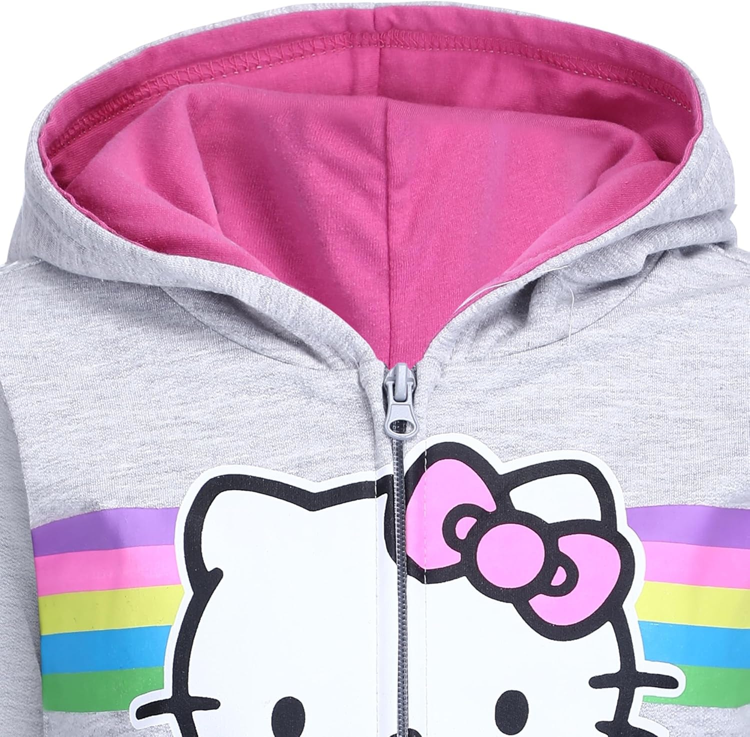 Girls' Zip-Up Hoodie and Jogger Pants Set for Infants, Toddlers, and Kids – Grey/Pink