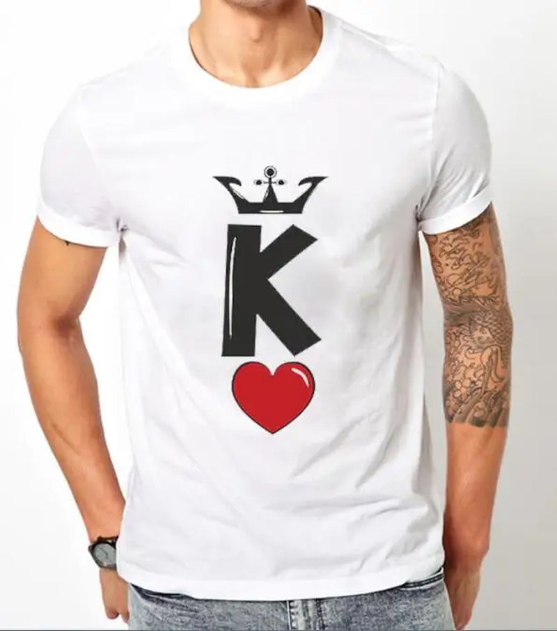 Short Sleeve Women 2024 New Summer Top White T Shirts Chic Couple Clothes Harajuku Women Men Matching Soulmate Basic T-Shirts