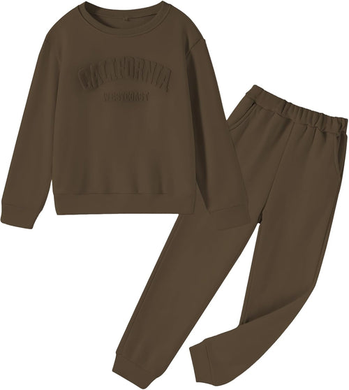 2 Piece Girls Outfits Letter Print Girls Clothes Sweatshirt Girls' Clothing Sets Sweatsuits + Sweatpants with Pockets