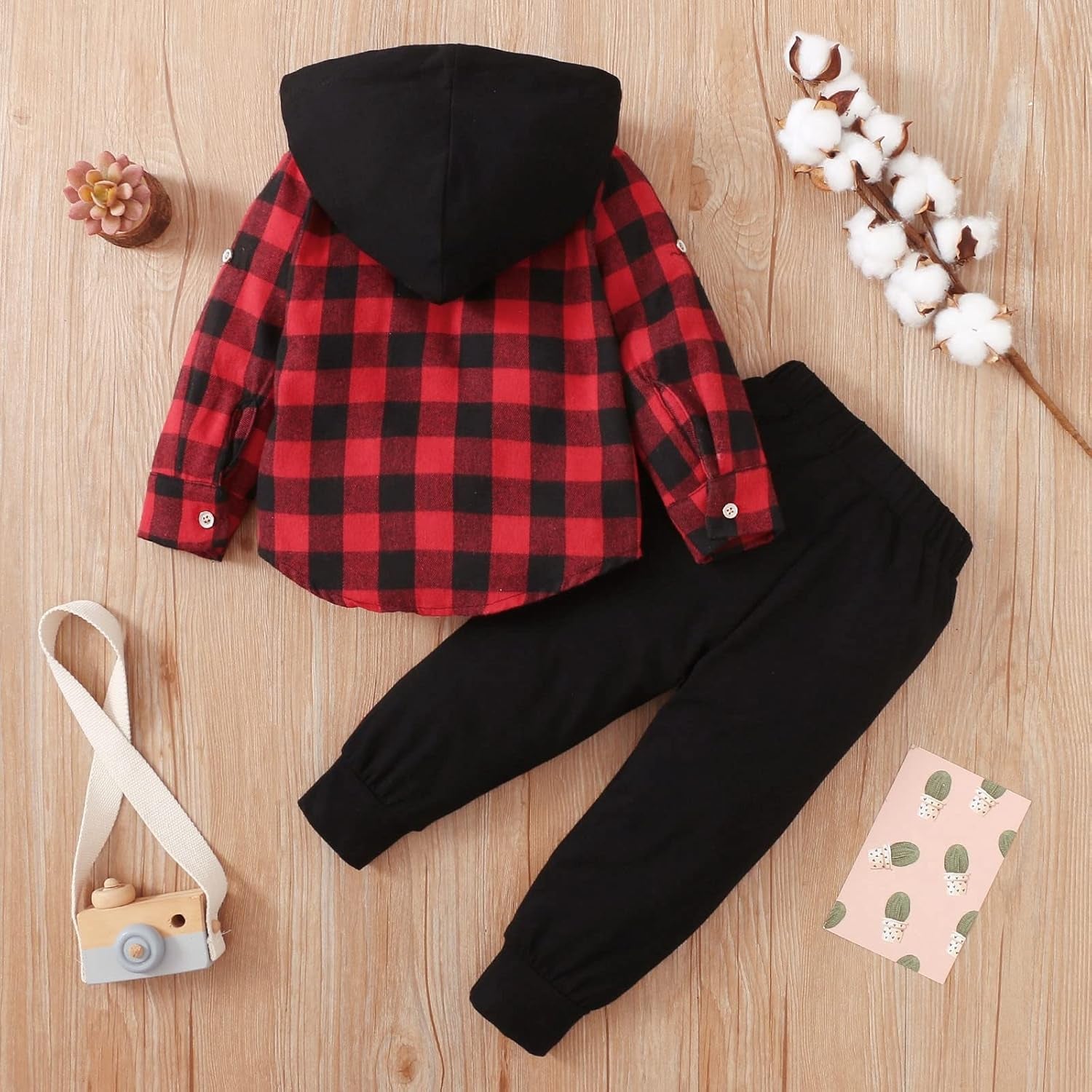 Toddler Boy Clothes Fall Winter Outfits Plaid Pocket Hoodie Sweatshirt + Long Sleeve Pants Set 12 Months-6 Years Old