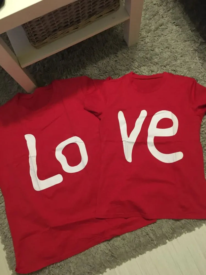 Tee Shirt Women Men T Shirt Cotton LO VE Red Basic High Quality T-Shirts Female Casual Tops Short Sleeve O Neck Femme 2024