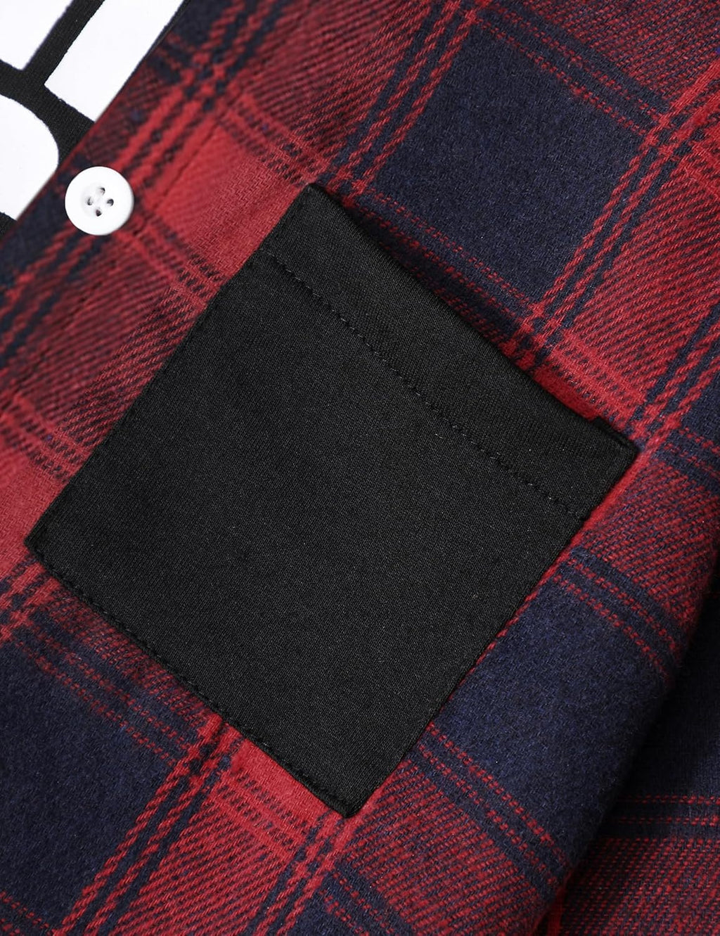 Toddler Boys' Plaid Button-Down Long Sleeve Hoodie and Letter Print Pants Set for Fall and Winter