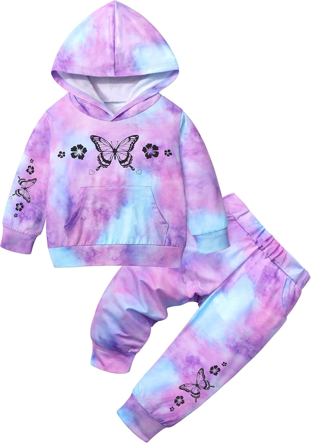Infant Tie Dye Sweatsuit Set for Newborn Girls - Long Sleeve Hoodie and Pants for Fall and Winter