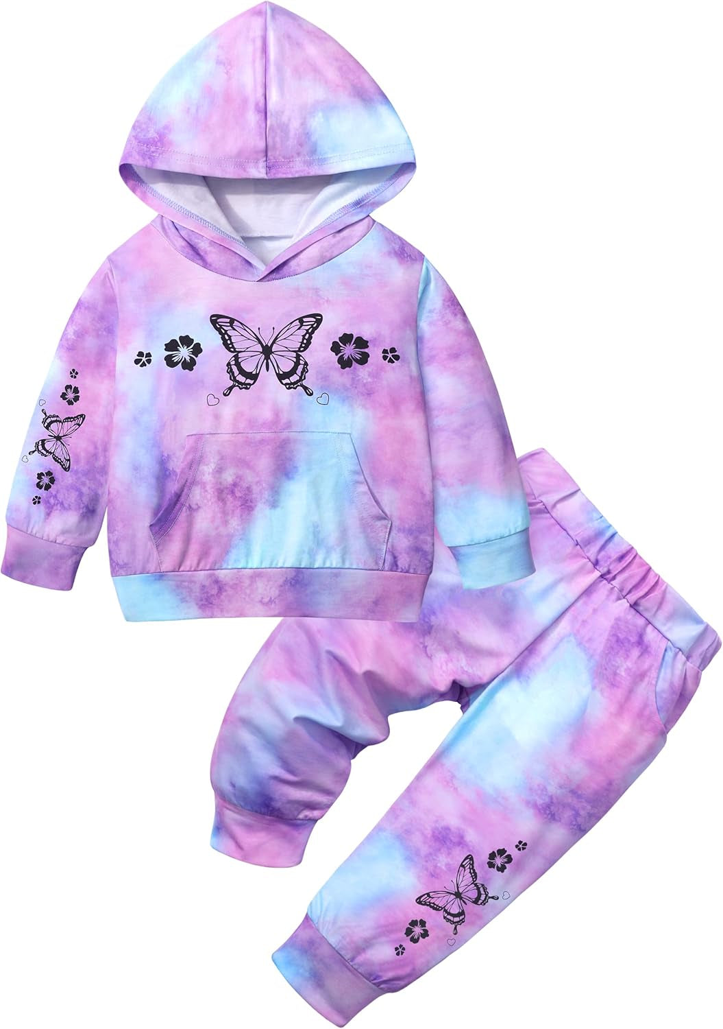 Infant Tie Dye Sweatsuit Set for Newborn Girls - Long Sleeve Hoodie and Pants for Fall and Winter