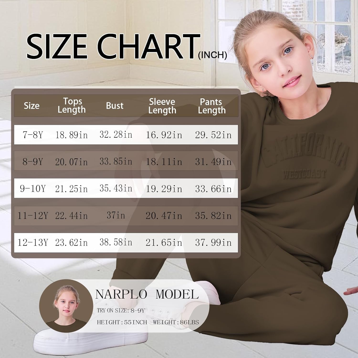 2 Piece Girls Outfits Letter Print Girls Clothes Sweatshirt Girls' Clothing Sets Sweatsuits + Sweatpants with Pockets