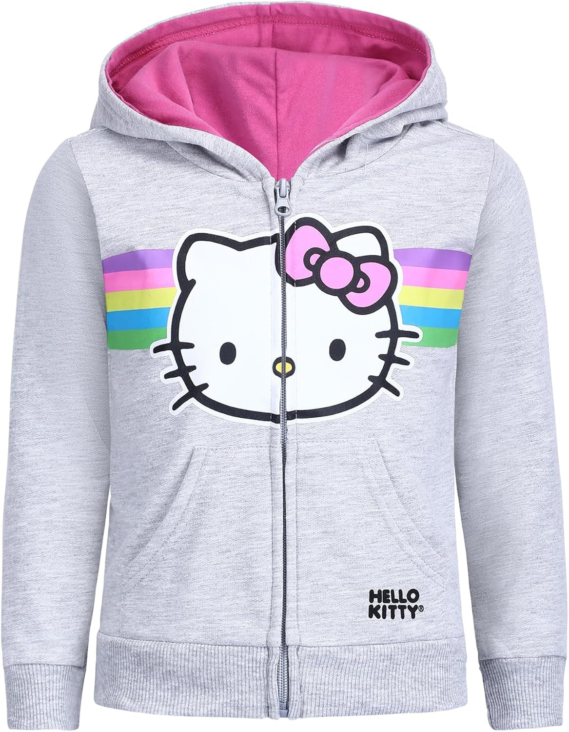 Girls' Zip-Up Hoodie and Jogger Pants Set for Infants, Toddlers, and Kids – Grey/Pink