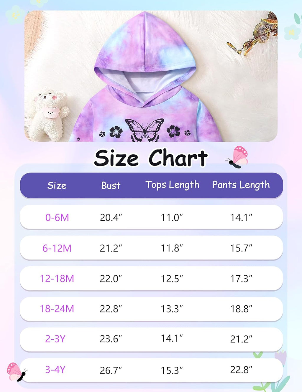 Infant Tie Dye Sweatsuit Set for Newborn Girls - Long Sleeve Hoodie and Pants for Fall and Winter
