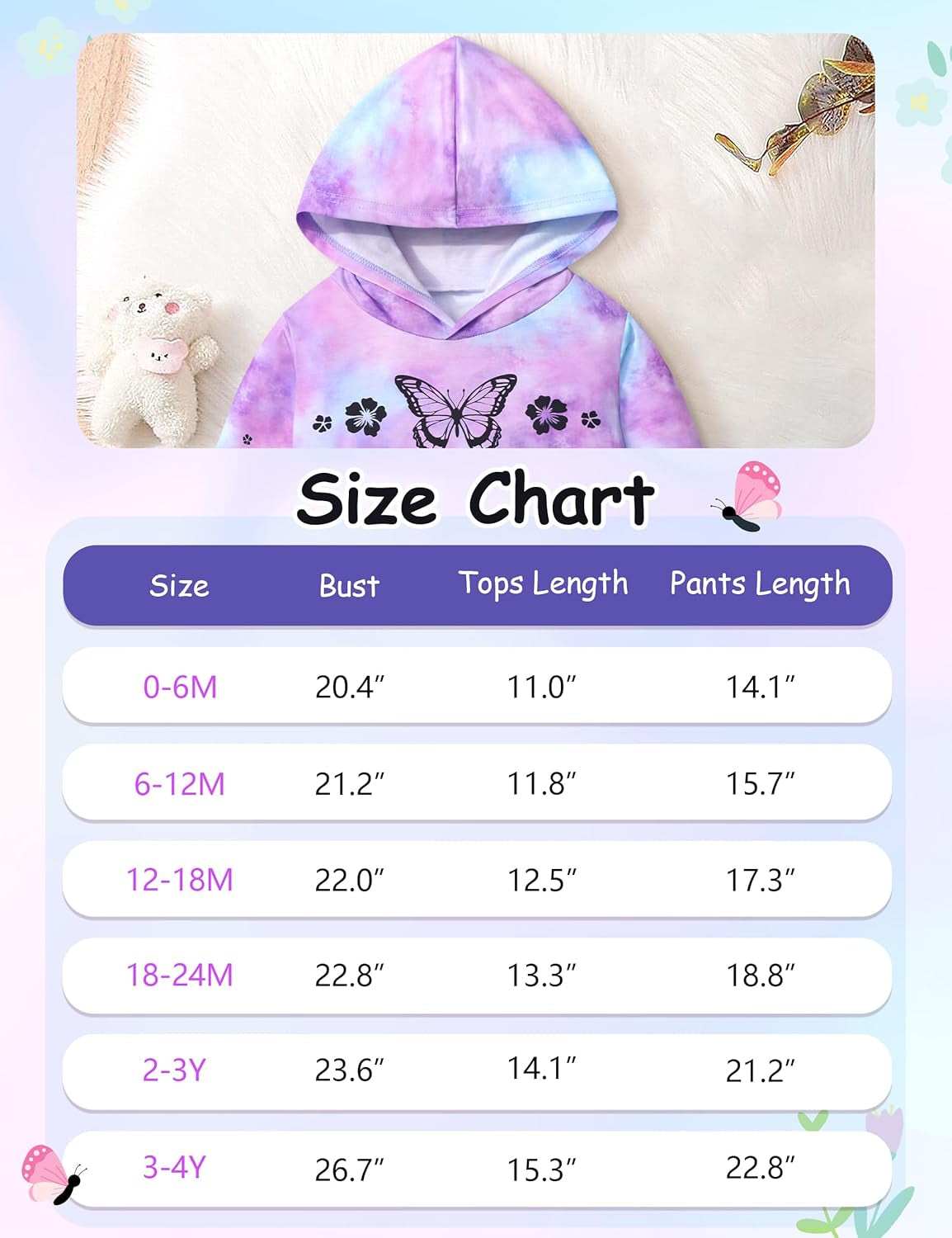 Infant Tie Dye Sweatsuit Set for Newborn Girls - Long Sleeve Hoodie and Pants for Fall and Winter