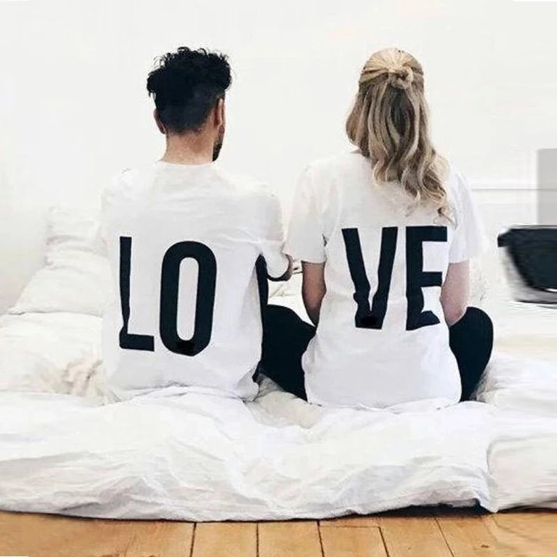 Tee Shirt Women Men T Shirt Cotton LO VE Red Basic High Quality T-Shirts Female Casual Tops Short Sleeve O Neck Femme 2024