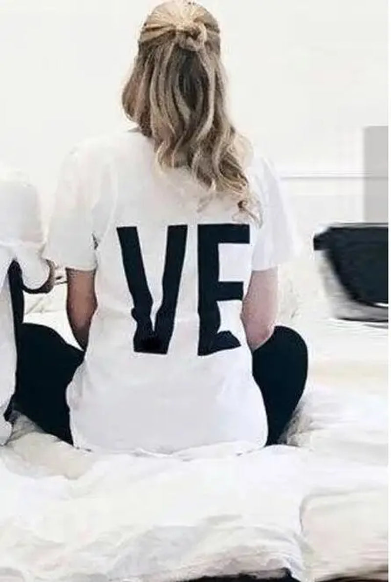 Tee Shirt Women Men T Shirt Cotton LO VE Red Basic High Quality T-Shirts Female Casual Tops Short Sleeve O Neck Femme 2024