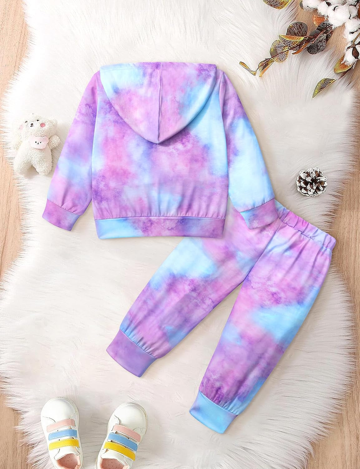 Infant Tie Dye Sweatsuit Set for Newborn Girls - Long Sleeve Hoodie and Pants for Fall and Winter