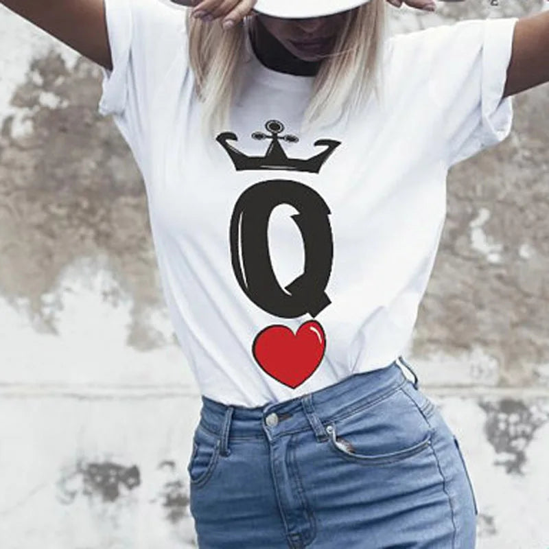 Short Sleeve Women 2024 New Summer Top White T Shirts Chic Couple Clothes Harajuku Women Men Matching Soulmate Basic T-Shirts