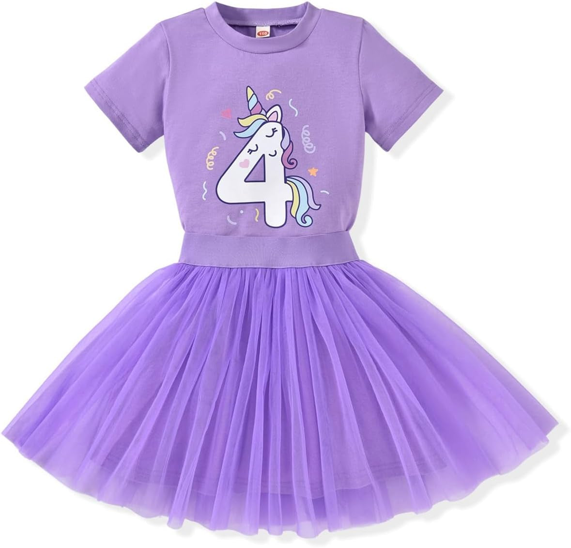 4Th Birthday Outfit Girl,4 Year Old Fourth Four Shirt Skirt Outfit for Toddler Girls