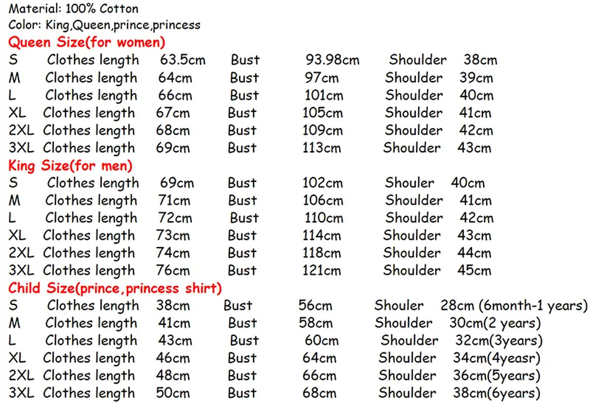 2024 NEW Funny KING QUEEN Letter Printed Black Tshirts  Summer Casual Cotton Short Sleeve Tees Tops Brand Loose Couple Tops